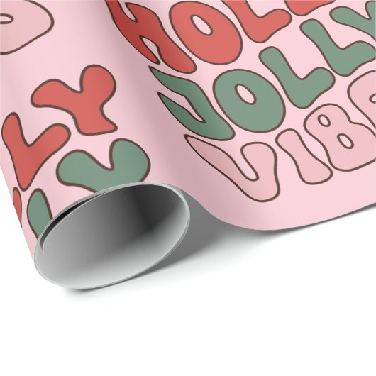 Holly Jolly Vibes Groovy Retro Weihnachten Geschenkpapier (Rolleneckpunkt)
