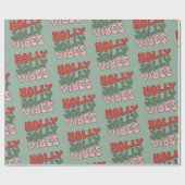Holly Jolly Vibes Groovy Retro Weihnachten Geschenkpapier (Flach)