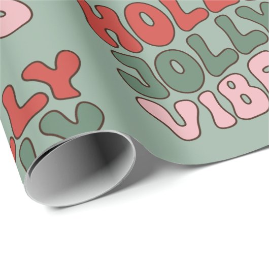 Holly Jolly Vibes Groovy Retro Weihnachten Geschenkpapier (Rolleneckpunkt)