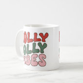 Holly Jolly Vibes Groovy Retro Weihnachten Kaffeetasse (Vorderseite Links)