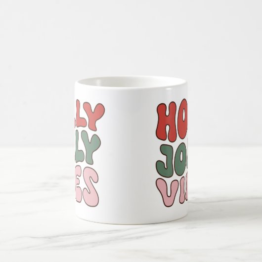 Holly Jolly Vibes Groovy Retro Weihnachten Kaffeetasse (Mittel)