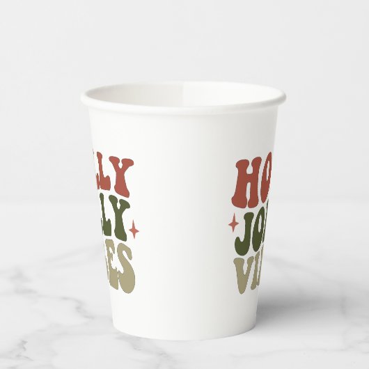 Holly Jolly Vibes Retro 1960er Weihnachtsfest Part Pappbecher (Links)