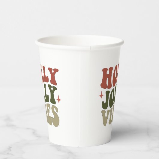 Holly Jolly Vibes Retro 1960er Weihnachtsfest Part Pappbecher (Rechts)