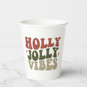 Holly Jolly Vibes Retro 1960er Weihnachtsfest Part Pappbecher (Vorderseite)
