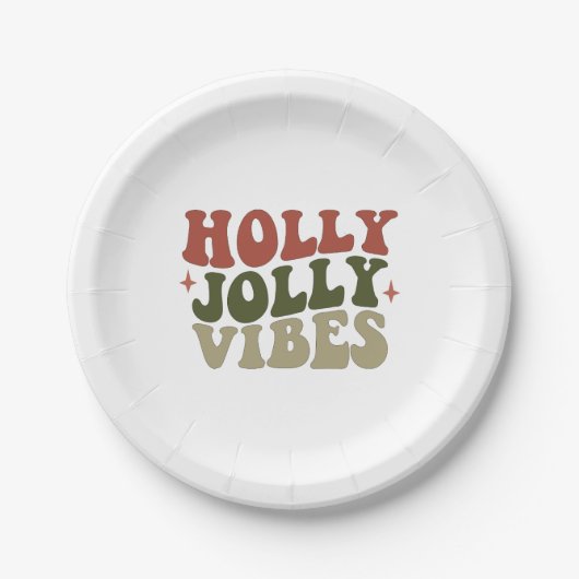 Holly Jolly Vibes Retro 1960er Weihnachtsfest Part Pappteller (Vorderseite)