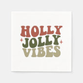 Holly Jolly Vibes Retro 1960er Weihnachtsfest Part Serviette (Vorderseite)