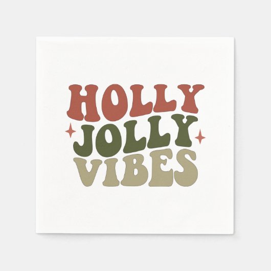 Holly Jolly Vibes Retro 1960er Weihnachtsfest Part Serviette (Vorderseite)