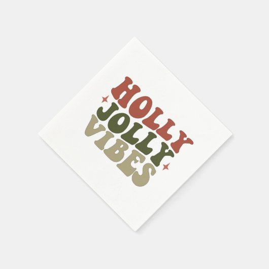 Holly Jolly Vibes Retro 1960er Weihnachtsfest Part Serviette (Ecke)