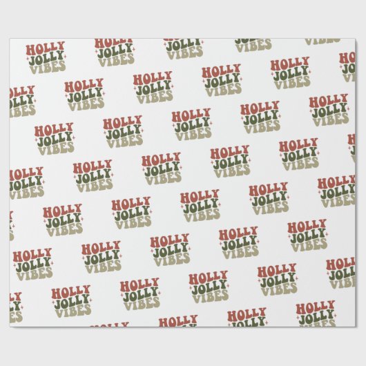 Holly Jolly Vibes Retro 1960er Weihnachtsgeschenk Geschenkpapier (Flach)