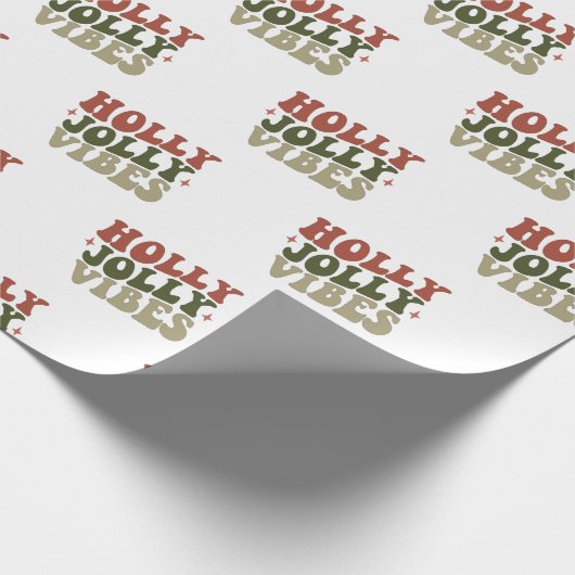 Holly Jolly Vibes Retro 1960er Weihnachtsgeschenk Geschenkpapier (Ecke)