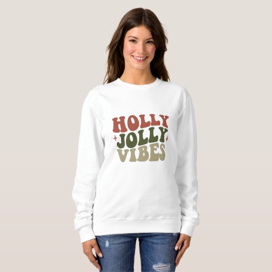 Holly Jolly Vibes Retro 1960er Weihnachtsgeschenk Sweatshirt (Vorne ganz)