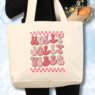 Holly Jolly vibes, Retro Christmas Long Sleeve Jumbo Stoffbeutel