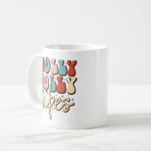 Holly Jolly Vibes Retro Groovy Weihnachtsferien Kaffeetasse (Vorderseite Links)