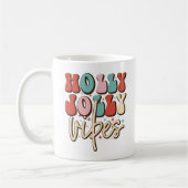 Holly Jolly Vibes Retro Groovy Weihnachtsferien Kaffeetasse (Links)