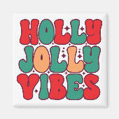 Holly Jolly Vibes Retro Groovy Weihnachtsferien Magnet (Vorne)