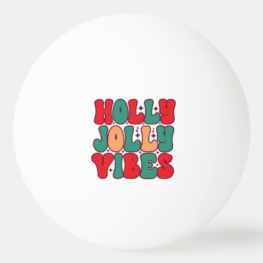 Holly Jolly Vibes Retro Groovy Weihnachtsferien Tischtennisball (Vorderseite)