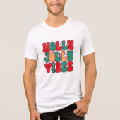 Holly Jolly Vibes Retro Groovy Weihnachtsferien Tri-Blend Shirt (Vorderseite)