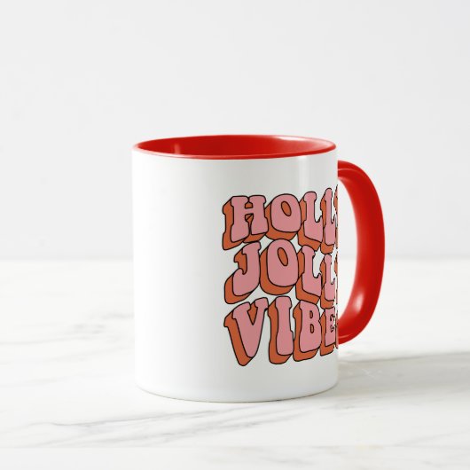 Holly Jolly Vibes - Retro Holiday Cheer Tasse (VorderseiteRechts)