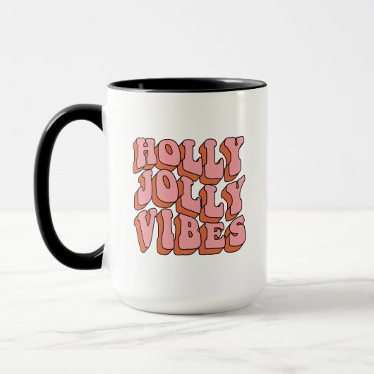 Holly Jolly Vibes - Retro Holiday Cheer Tasse (Links)