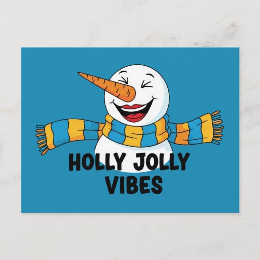Holly Jolly Vibes Snowman Postkarte (Vorderseite)