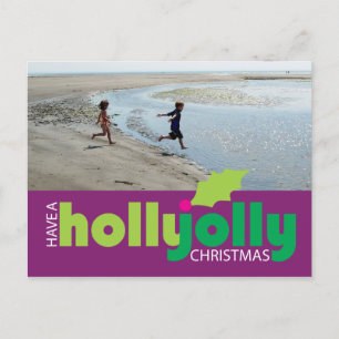 Holly Jolly Weihnachten Foto Postcard Plum