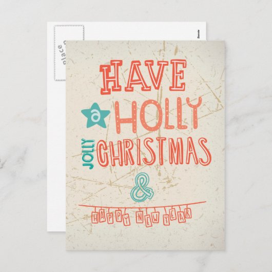 Holly Jolly Weihnachten grüßen (Vorne/Hinten)