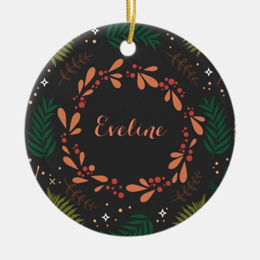 Holly-Jolly-Weihnachten Keramik Ornament (Vorne)