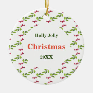 Holly Jolly Weihnachten mit Jahr Ornament