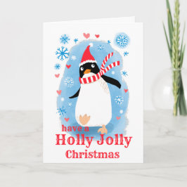 Holly jolly Weihnachten niedlichen Pinguin mit Lie