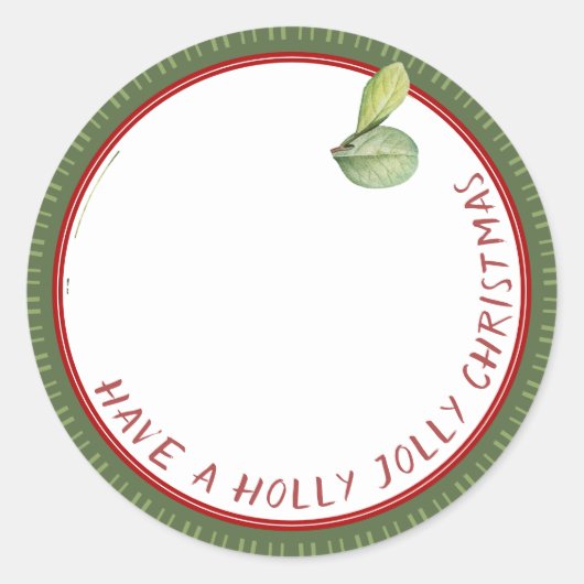 Holly Jolly Weihnachten Runder Aufkleber (Vorderseite)