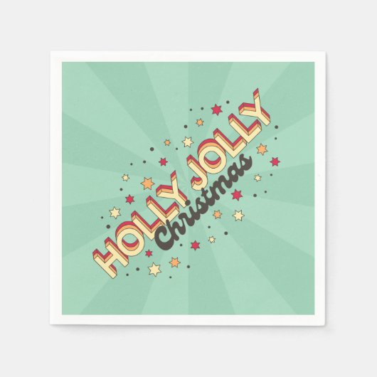 Holly Jolly Weihnachts-Retro-Design-Text Serviette (Vorderseite)