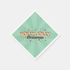 Holly Jolly Weihnachts-Retro-Design-Text Serviette