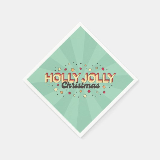 Holly Jolly Weihnachts-Retro-Design-Text Serviette (Ecke)