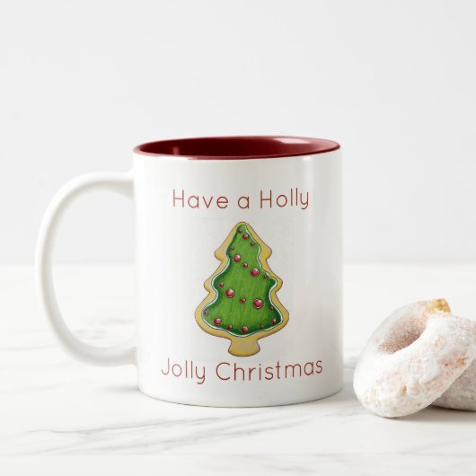 Holly Jolly Weihnachtsbaumkekse Tasse (Mit Donut)