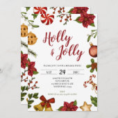 Holly Jolly Weihnachtsfeier Einladung (Vorne/Hinten)