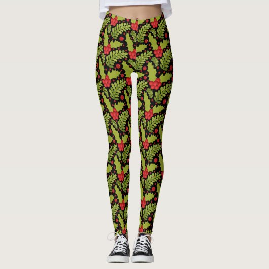 Holly Jolly Weihnachtsfeiertag Leggings (Vorderseite)