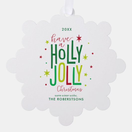 Holly Jolly Weihnachtsfeiertag Ornament Karte (Vorderseite)