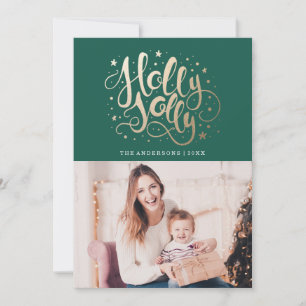 Holly Jolly   Weihnachtsfoto-Karte Feiertagskarte