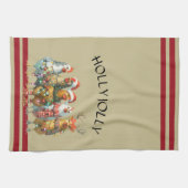 Holly Jolly - Weihnachtsgeburten mit Weihnachtsman Geschirrtuch (Horizontal)