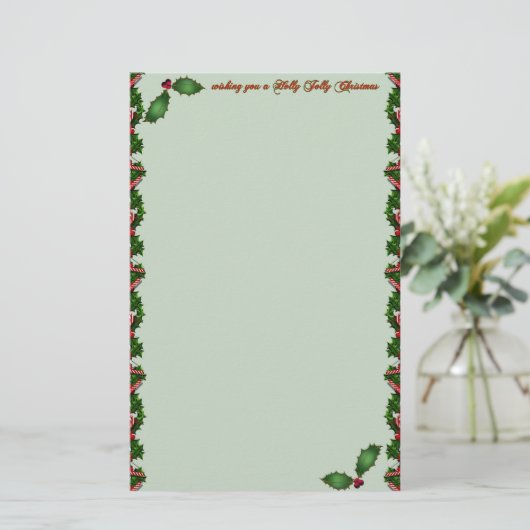 Holly Jolly Weihnachtsgeschoss Briefpapier (Stehend Vorderseite)