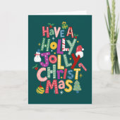 Holly Jolly Weihnachtskarte Karte (Vorderseite)