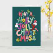 Holly Jolly Weihnachtskarte Karte (Gelbe Blume)