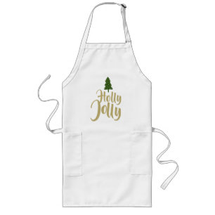 Holly Jolly White Gold Frohe Weihnachten Lange Schürze
