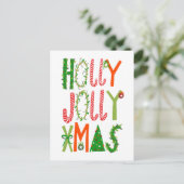 HOLLY JOLLY XMAS Briefe Weihnachten Postkarte (Stehend Vorderseite)