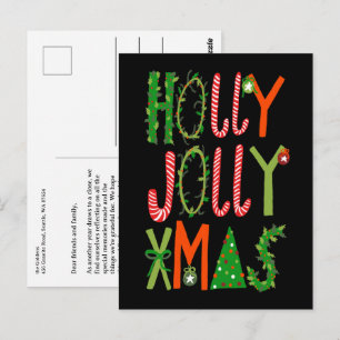 HOLLY JOLLY XMAS Briefe Weihnachts-CUSTOM Postkarte