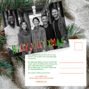 HOLLY JOLLY XMAS Business INDIVIDUELLES FOTO Feiertagspostkarte