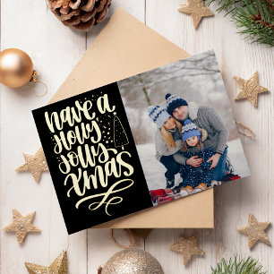 Holly Jolly Xmas Foto Foil Folien Feiertagskarte