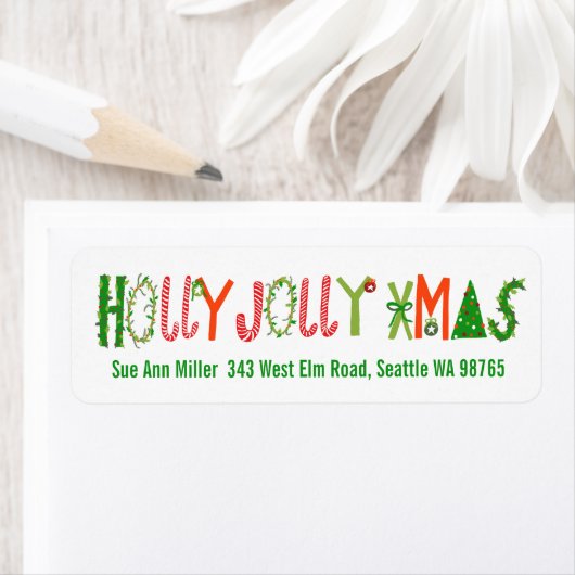 HOLLY JOLLY XMAS Holiday Christmas CUSTOM address (Insitu)
