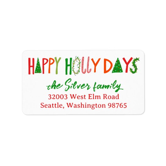 HOLLY JOLLY XMAS Holiday Christmas CUSTOM address Adressaufkleber (Vorne)
