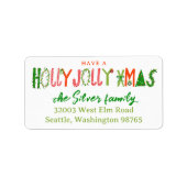 HOLLY JOLLY XMAS Holiday Christmas CUSTOM address Adressaufkleber (Vorne)